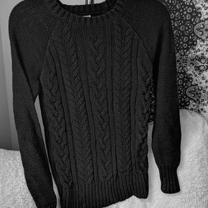 Cable Knit Staple Black Sweater